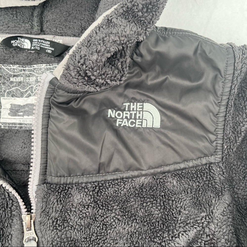 THE NORTH FACE Girls Black Soft Fleece Hooded full zip up Jacket size: XL (18) - Picture 8 of 8
